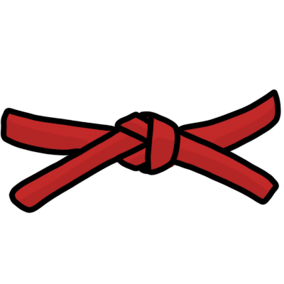 a martial arts red belt, based on art by Wikimedia user Edgouno. it's bright red.